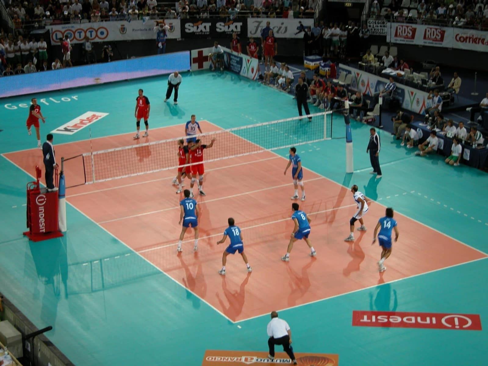 Échauffement collectif avant un match de championnat